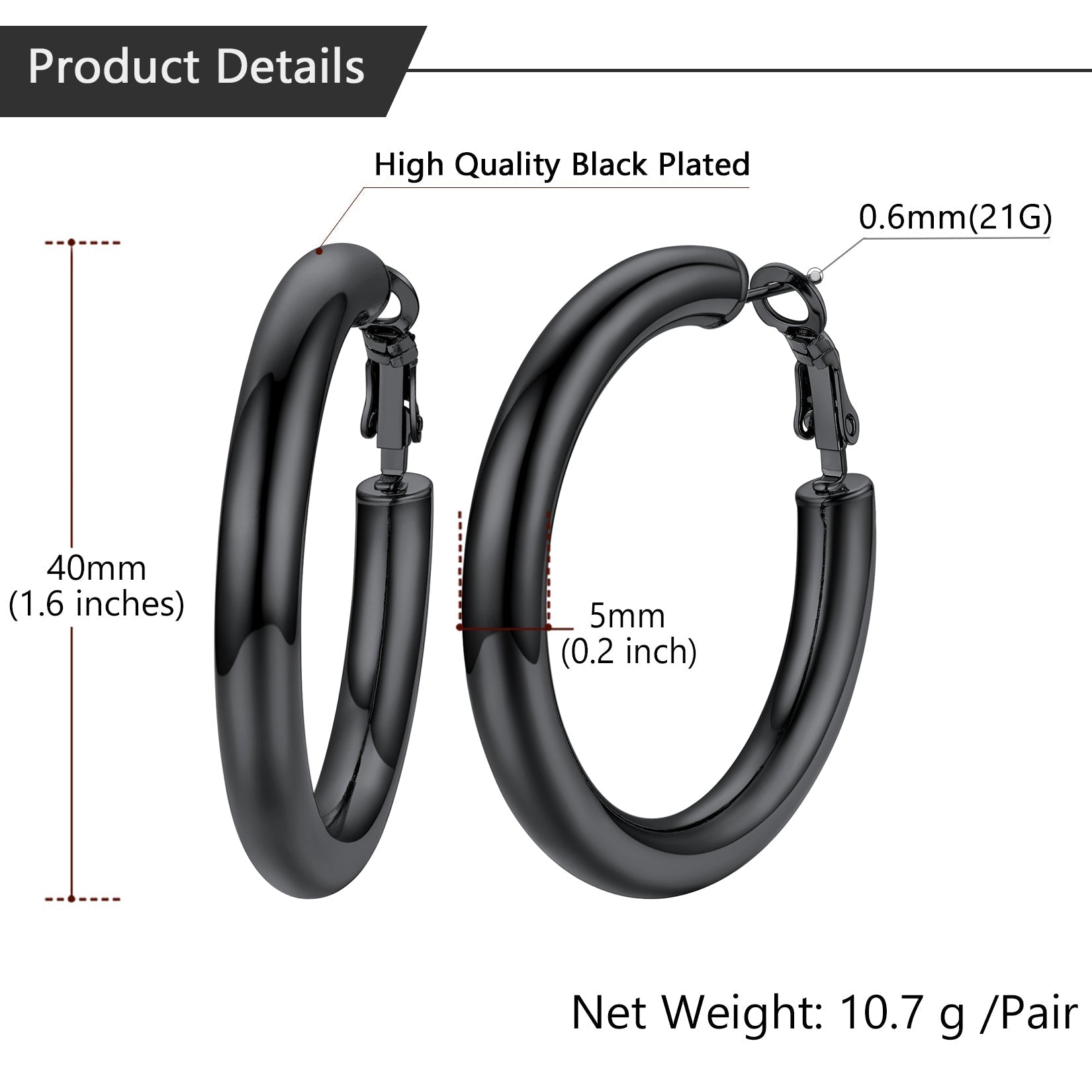 Chunky 5mm Hoop Earrings With Lobster Clasp for