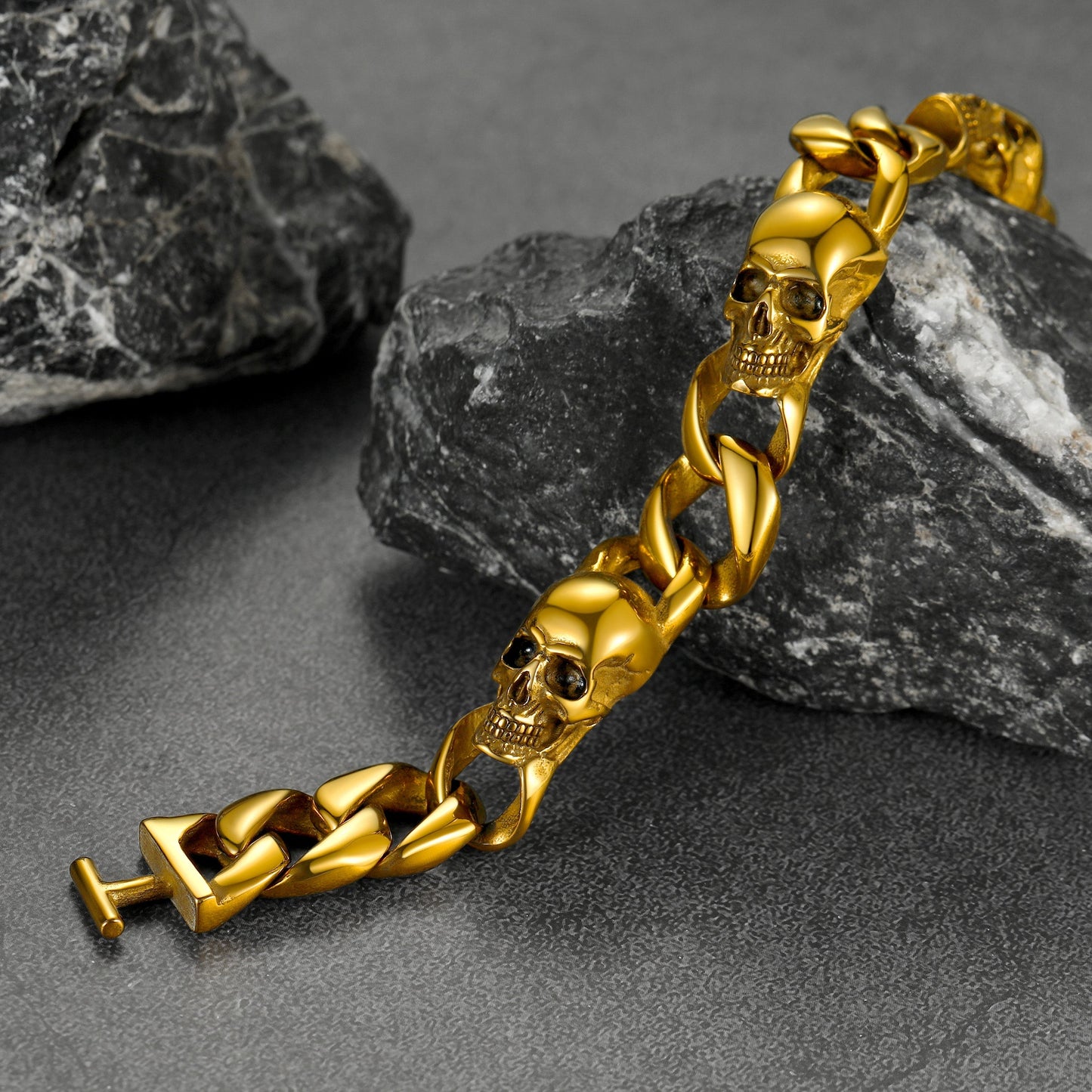 Gothic Skull Cuban Chain Bracelet for