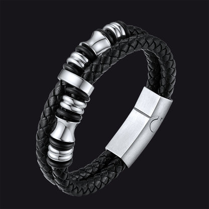 Engraved Braided Leather Bracelet for My Grandson