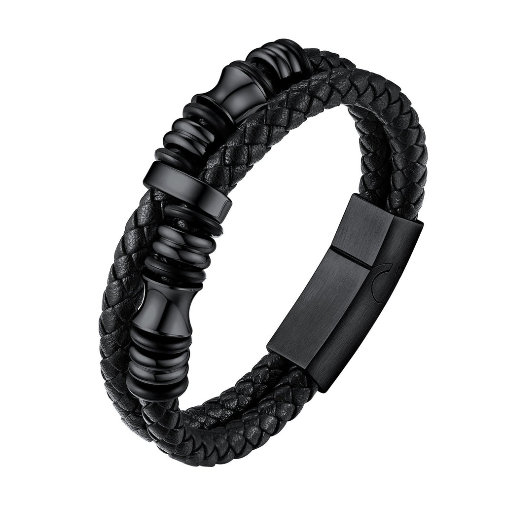 Engraved Braided Leather Bracelet for My Grandson