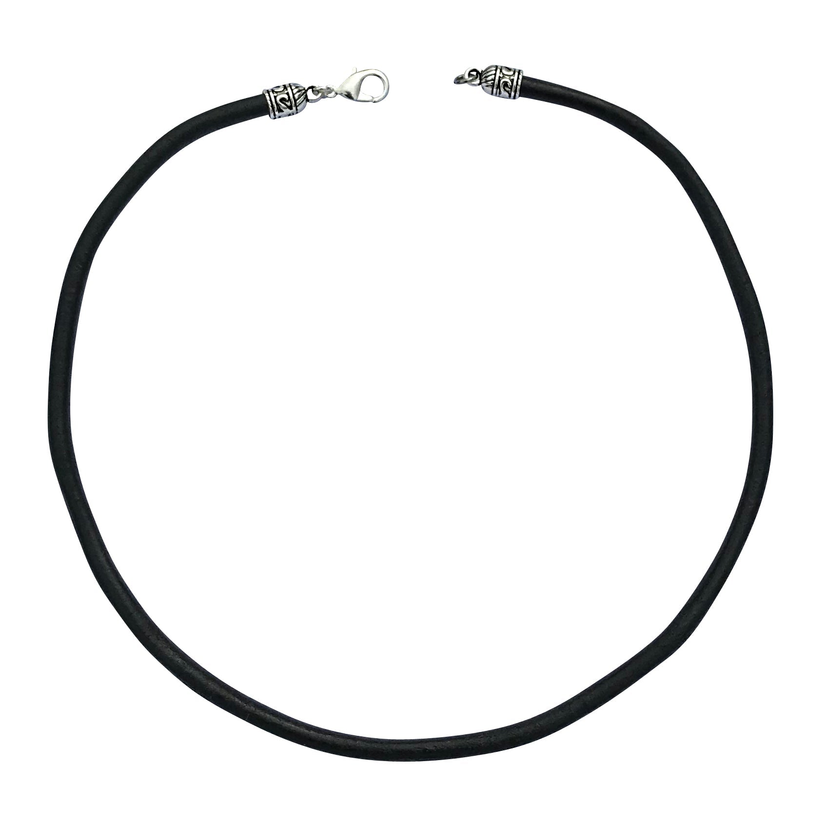 Extra Thick 5mm Wide Black Leather Cord Silver Necklace
