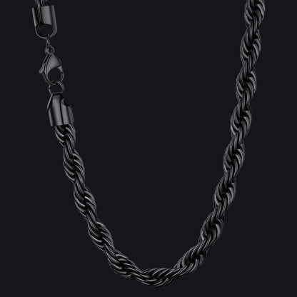 Twisted Rope Chain Stainless Steel Link Necklace for