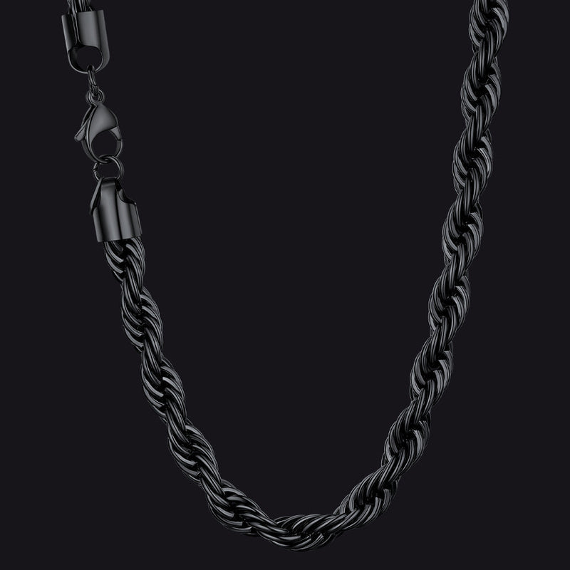Twisted Rope Chain Stainless Steel Link Necklace for