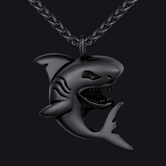 Stainless Steel Shark Pendant Necklace for