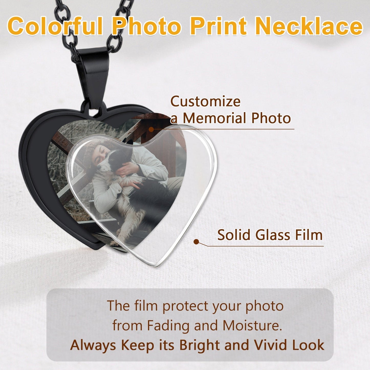 Customized Double-sided Picture Heart Necklace for
