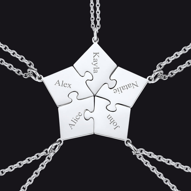 Custom Puzzle Piece Matching Necklaces Set for Bff Family