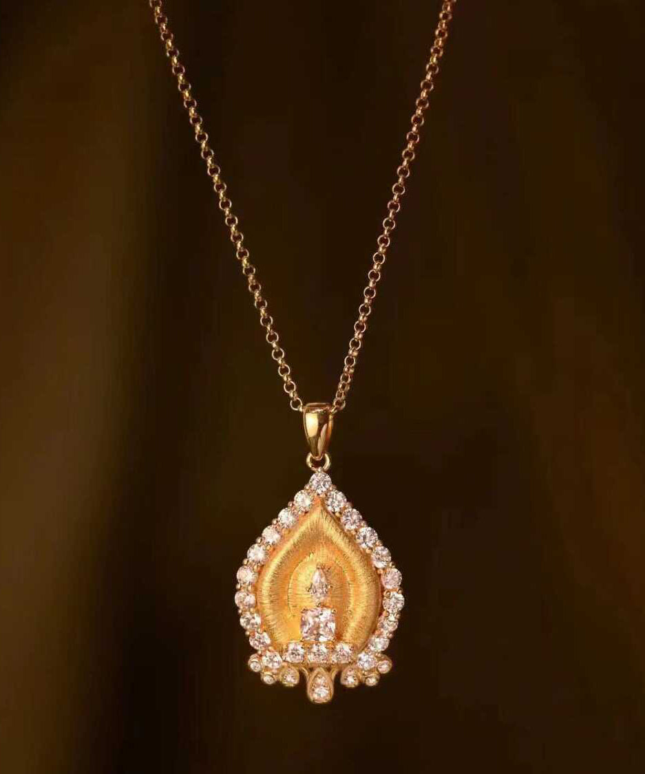 Gold Sterling Silver Overgild Zircon Pendant Necklace Qi059