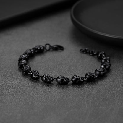 Gothic Linked Chain Skull Bracelet for