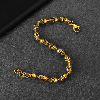 Gothic Linked Chain Skull Bracelet for