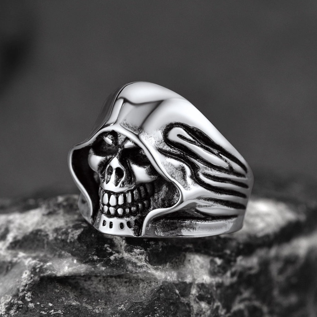 Gothic Grim Reaper Skull Ring for in Stainless Steel