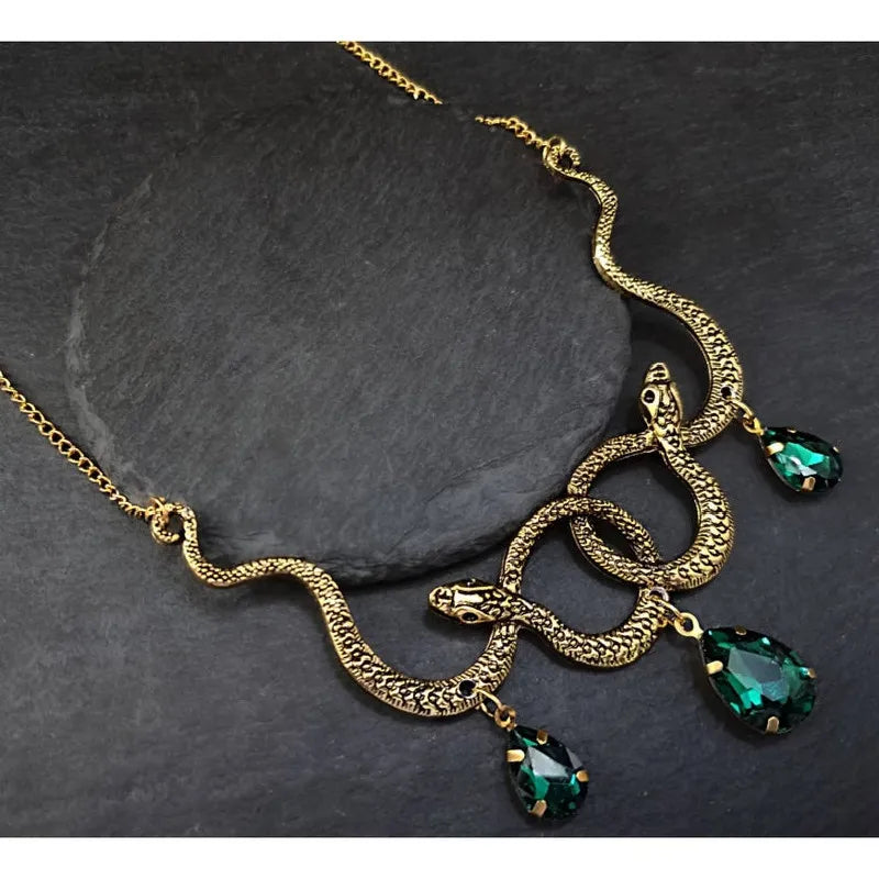Entwined Snakes Waterdrop Necklace