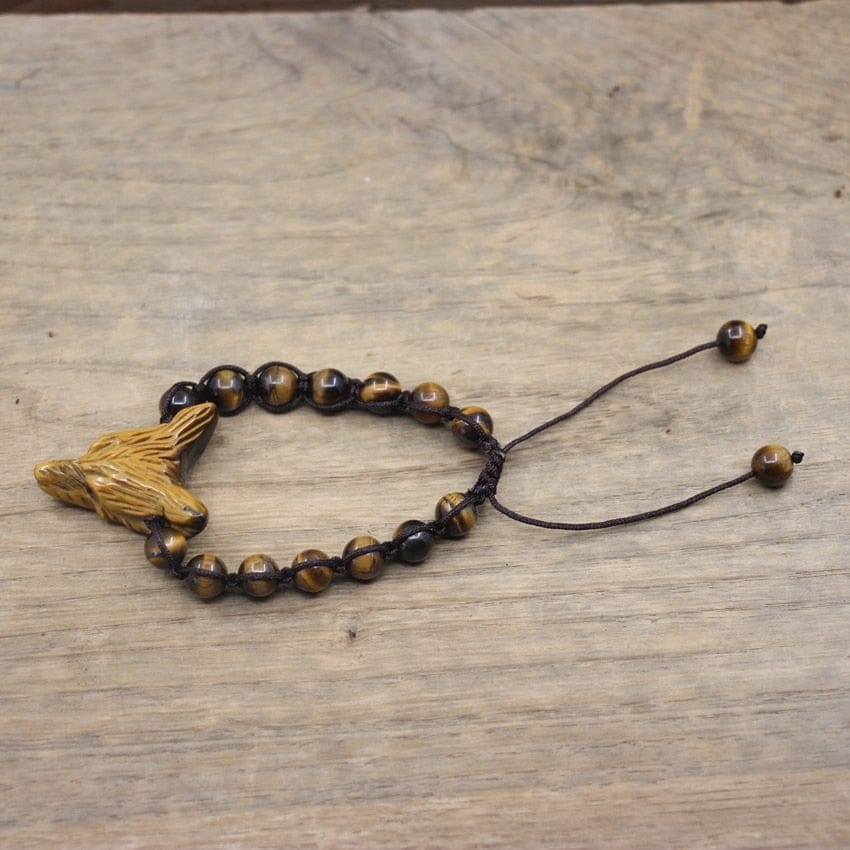 Natural Stone Wolf Beaded Bracelet