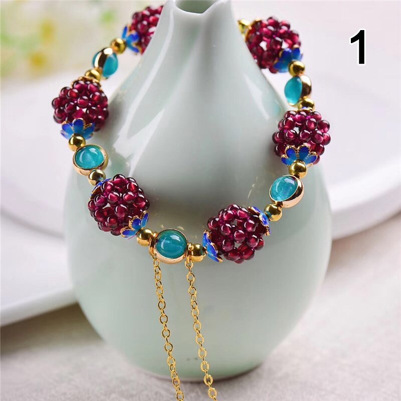 Garnet Stone Pomegranate Bracelet