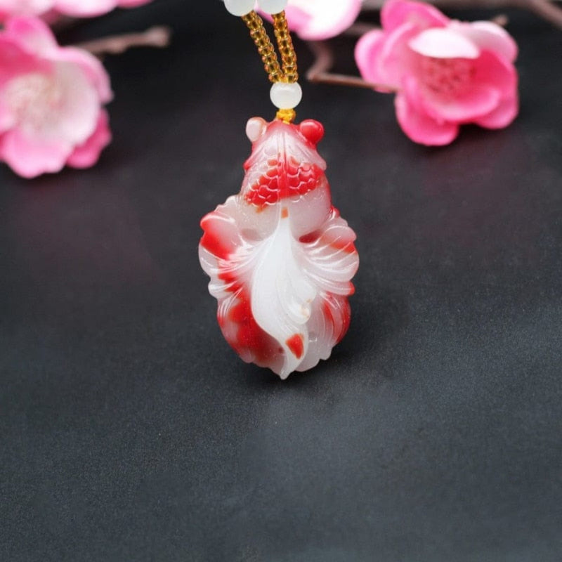 Jade Carved Fish Necklace