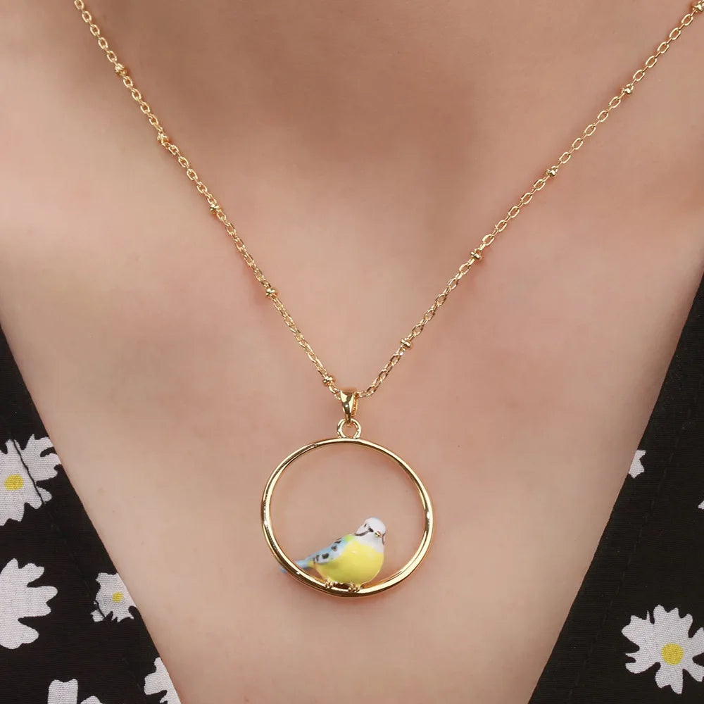 Bird Enamel Earrings Necklace Set Jewelry for Woman Female Trend