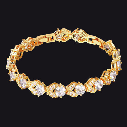 9mm Diamond Cut Gem Crystal Chain Bracelet for With Cz