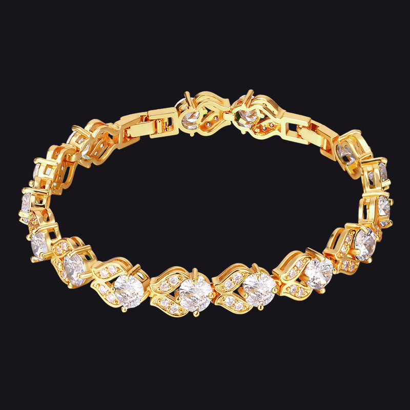 9mm Diamond Cut Gem Crystal Chain Bracelet for With Cz