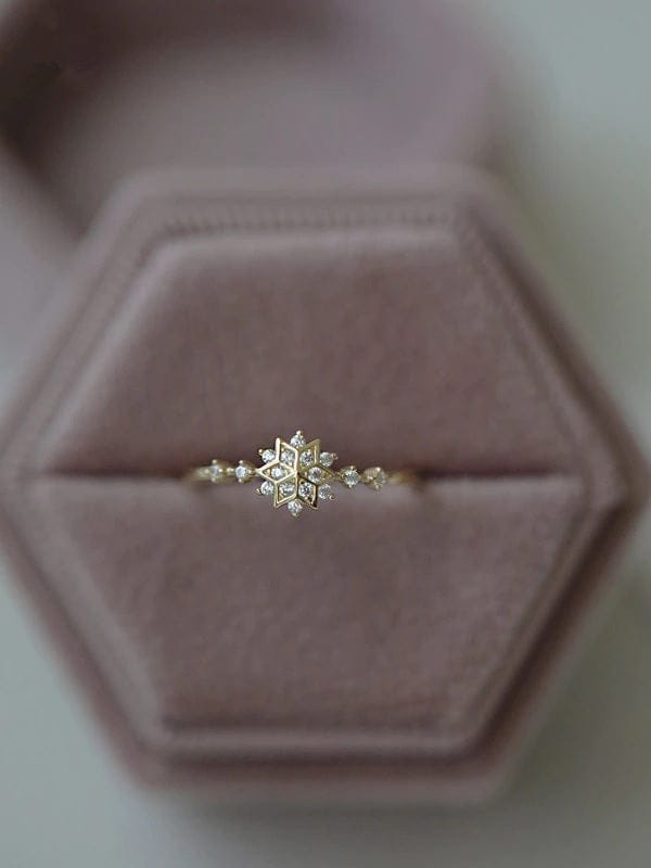 14k Gold Sterling Silver Snowflake Ring