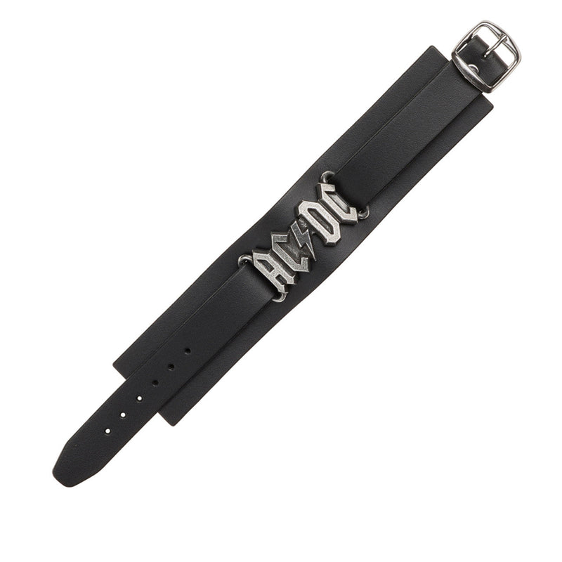 Ac/dc Logo Black Leather Wriststrap Bracelet by Alchemy Gothic