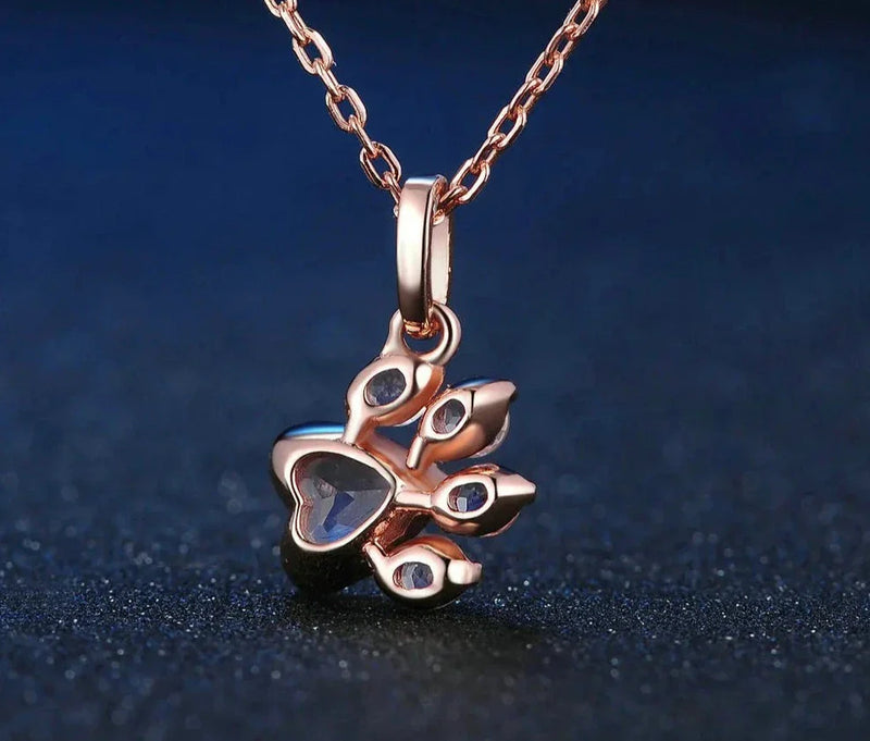 Sterling Silver Rose Quartz Paw Necklace