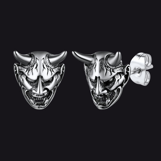 Halloween Hannya Mask Devil Horn Earrings for