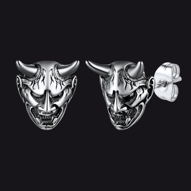 Halloween Hannya Mask Devil Horn Earrings for