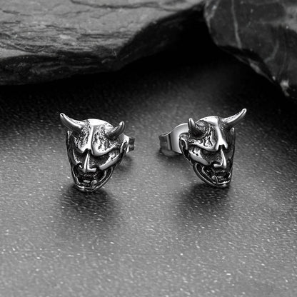 Halloween Hannya Mask Devil Horn Earrings for
