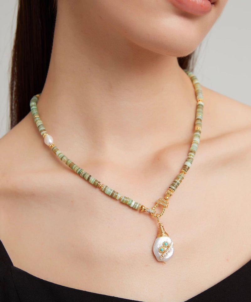 Handmade Baroque Pearl Pendant Gratuated Bead Necklace