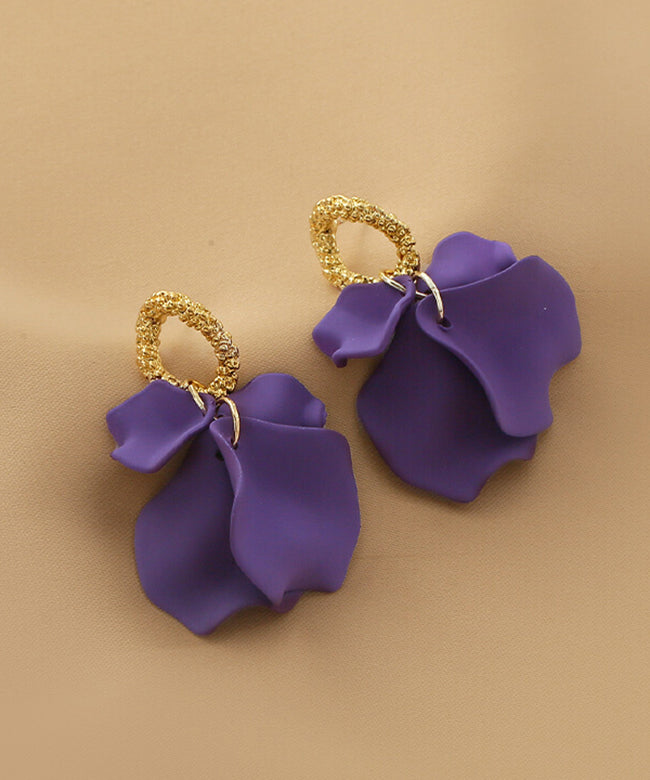 Handmade Purple Alloy Acrylic Hoop Earrings Ly1803