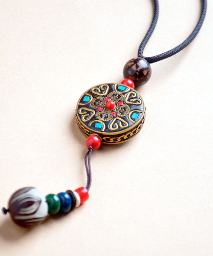 Handmade Red Agate Ping an Plaque Pendant Necklace