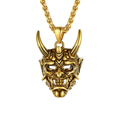 Gothic Evil Hannya Damon Mask Pendant Necklace for