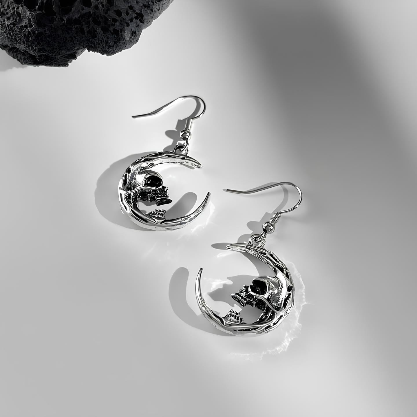 Skull Moon Earrings