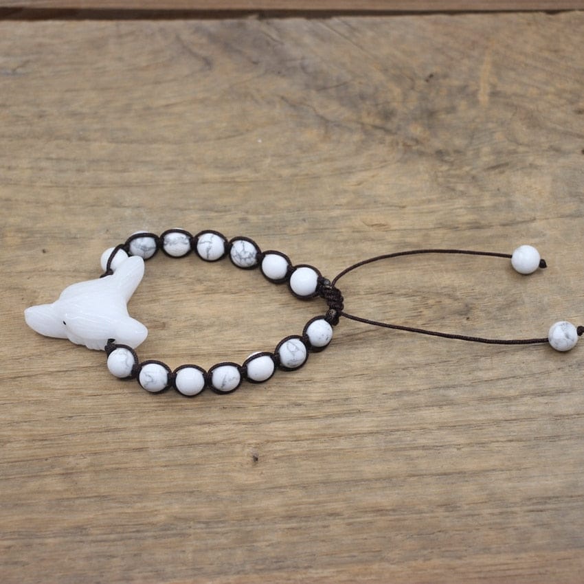Natural Stone Wolf Beaded Bracelet