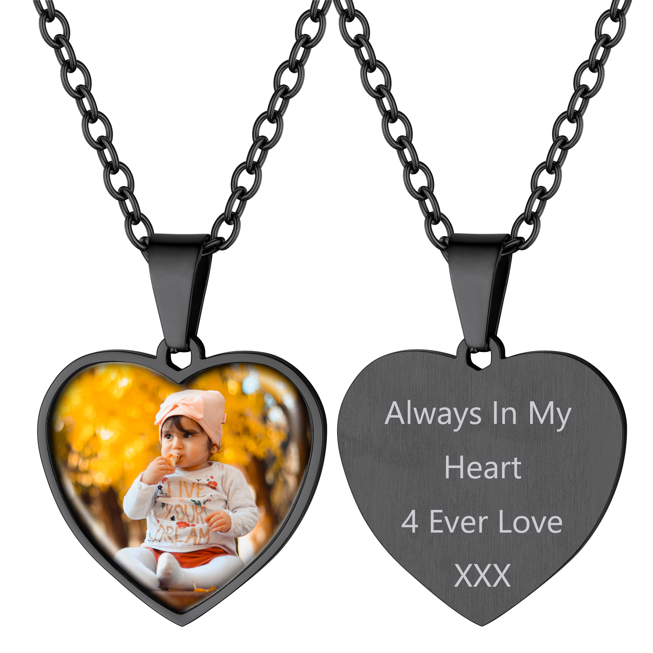 Customized Heart Photo Necklace Memorial Gift for