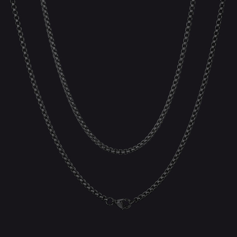 Hollow Rolo Box Link Chain Necklace for , 3/6mm Width