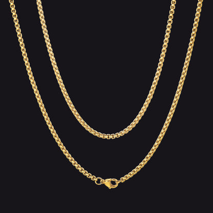 Hollow Rolo Box Link Chain Necklace for , 3/6mm Width