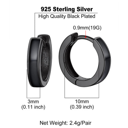 Huggie Hoop Earrings for & ��� 925 Sterling Silver, 10mm