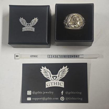 1936 Wild Man Sterling Silver Hobo Nickel Ring