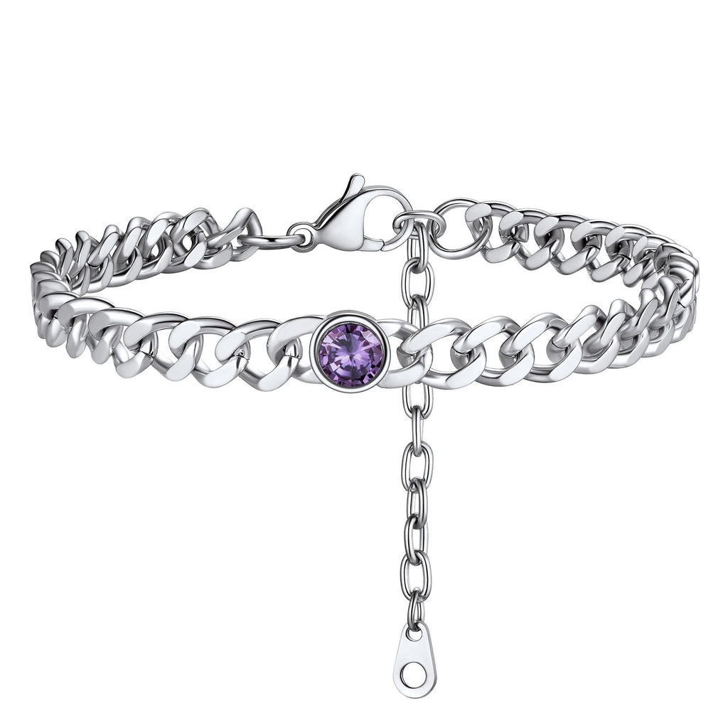 Personalized Birthstone Cuban Link Anklet for
