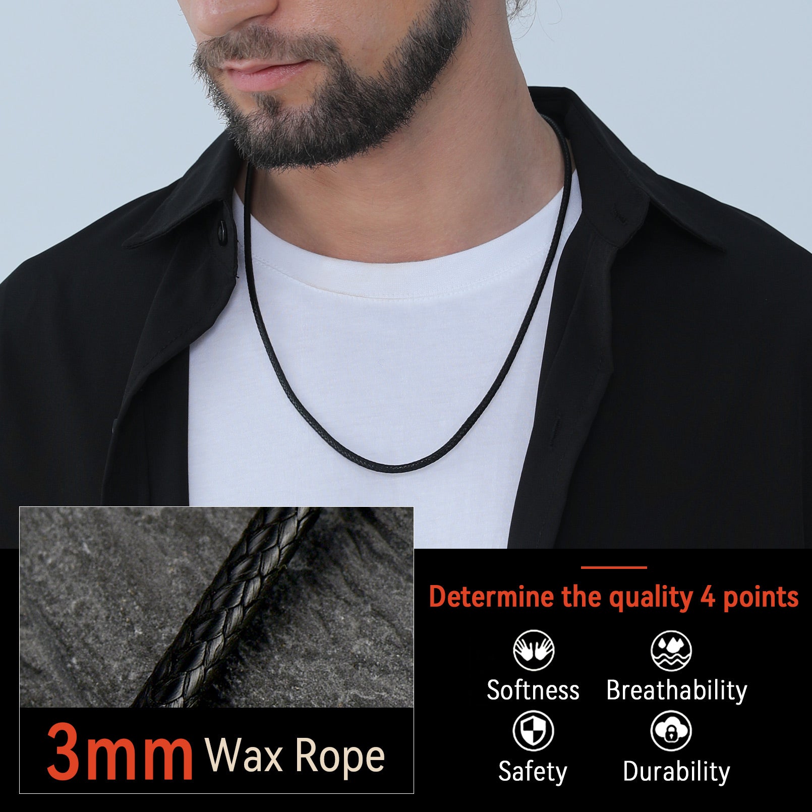 Braided Leather Cord Chain Wax Rope Necklace for 2mm/3mm