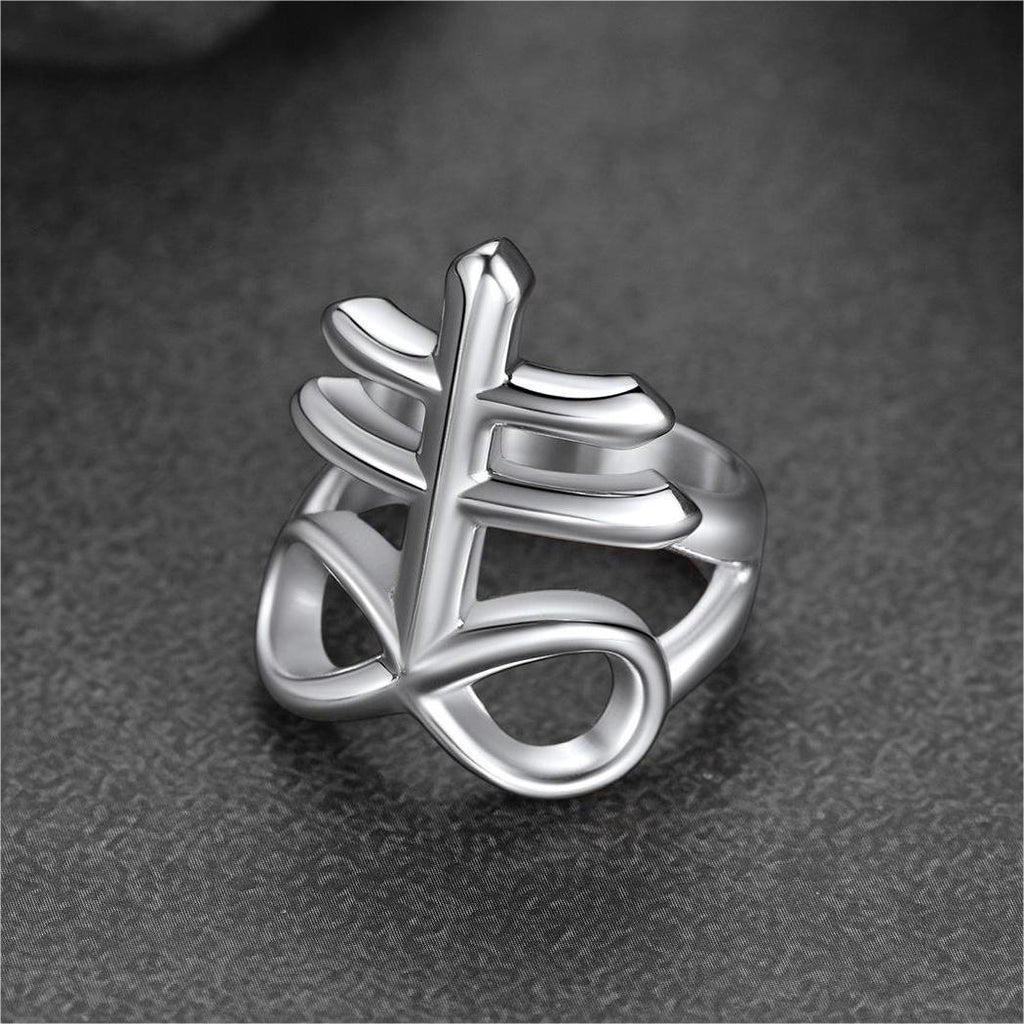 Satanic Leviathan Cross Stainless Steel Ring for