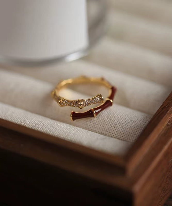 Light Exquisite Red Bamboo Zircon Rings