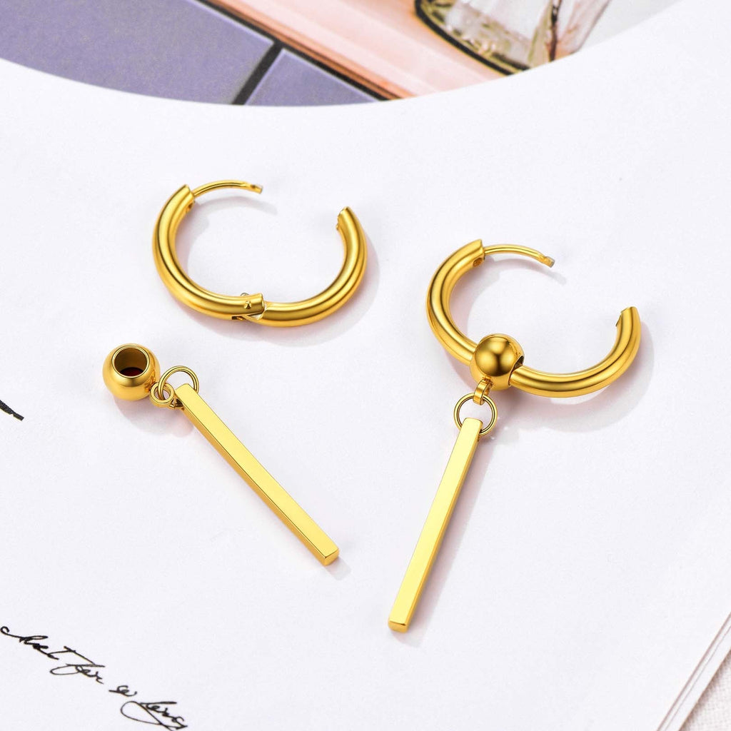 Punk Long Bar Drop Hoop Earrings for