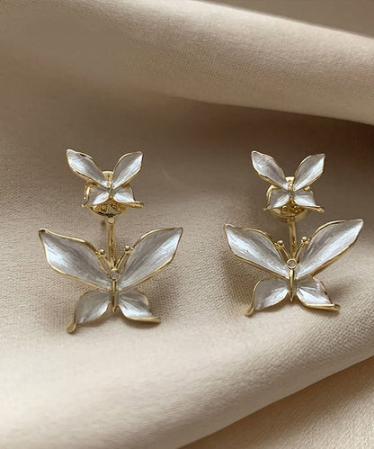 Loose White Copper Overgild Butterfly Stud Earrings Ly1791