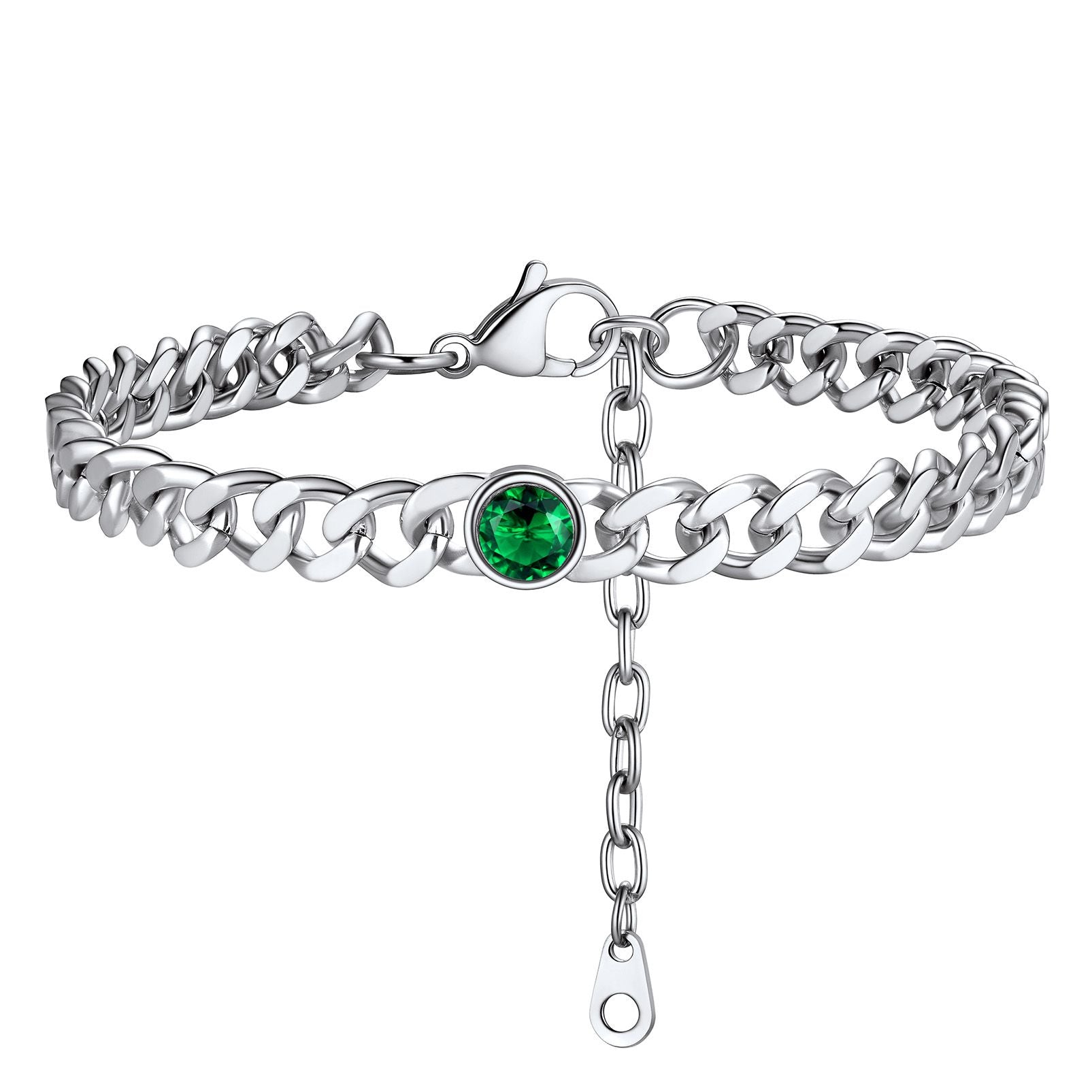 Personalized Birthstone Cuban Link Anklet for