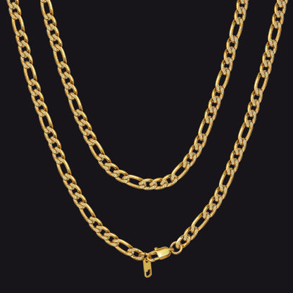 Figaro Curb Chain Link Necklace, 6/7.5/10 Mm Width