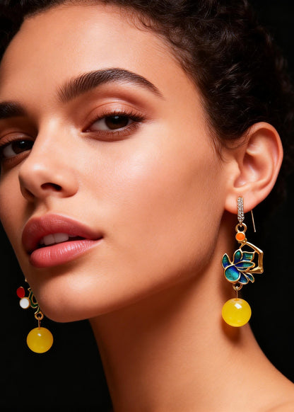 Modern Green Gilding Fine Beeswax Drop Earring