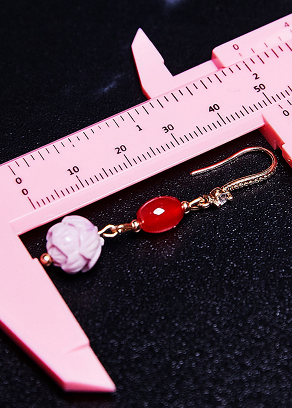 Modern Pink Lotus Flower Stone Drop Earrings