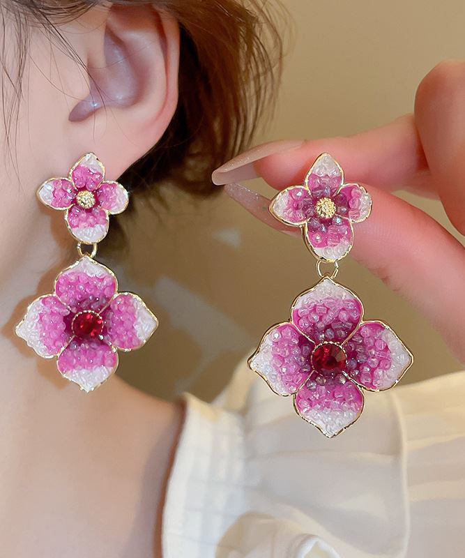 Modern Rose Gradient Color Alloy Zircon Drop Earrings Gh1013