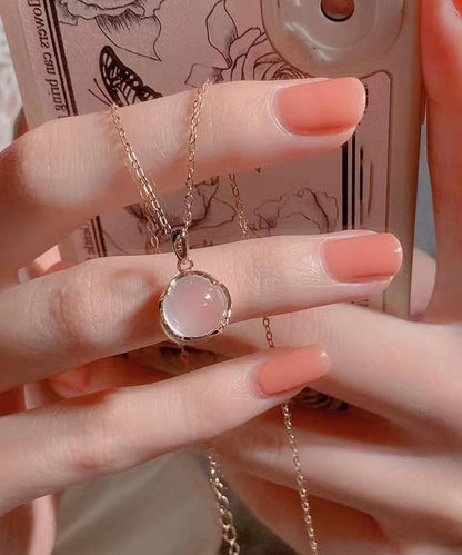 Modern Rose Sterling Silver Crystal Pendant Necklace Et038